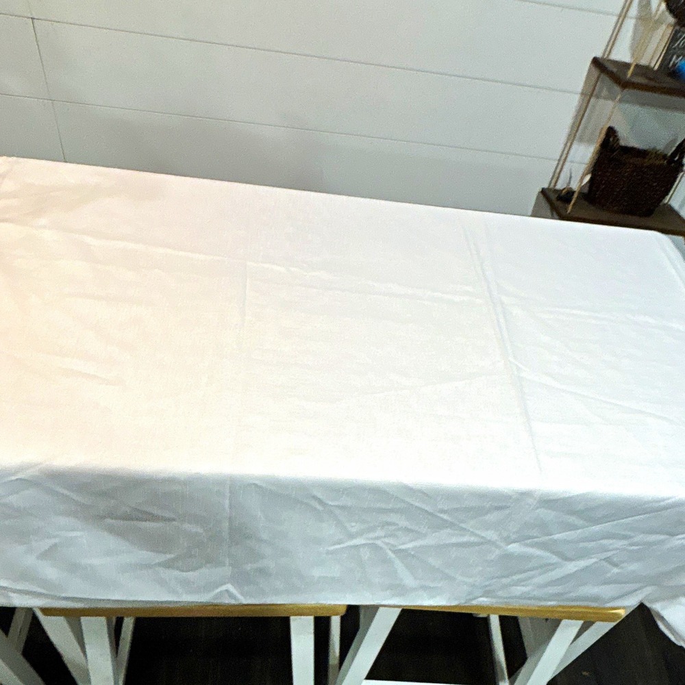 White Linen Solid Rectangular Tablecloth Classic Hemstitched Edge 60"x102"